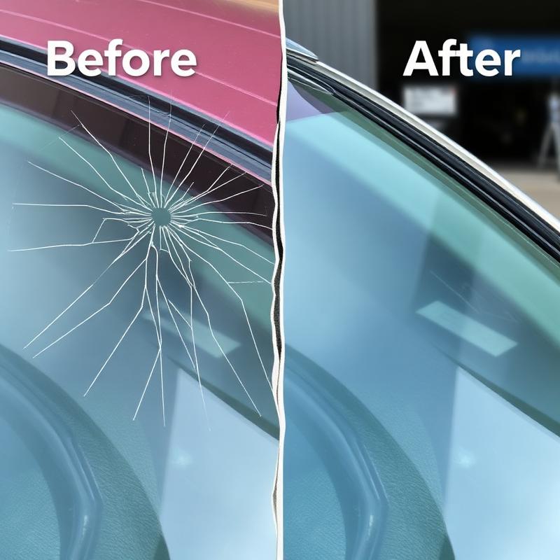 Before and after auto glass repair